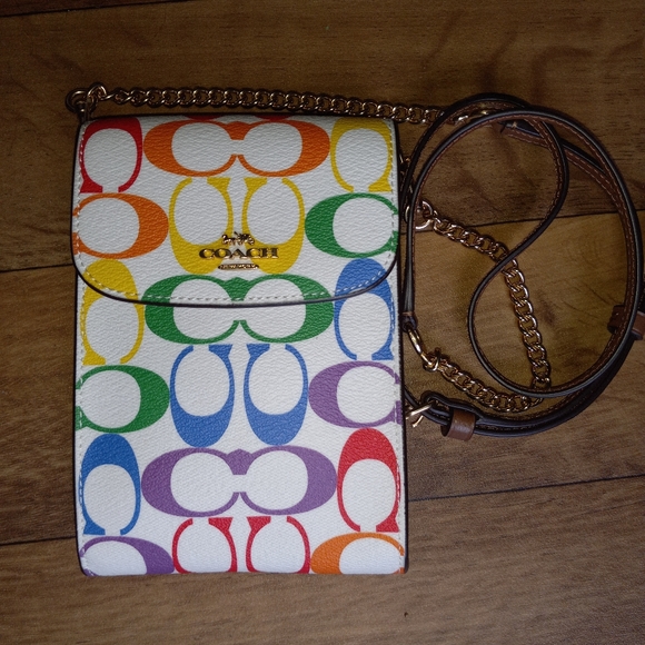 Coach Handbags - Coach Signature Rachel Phone Crossbody Rainbow